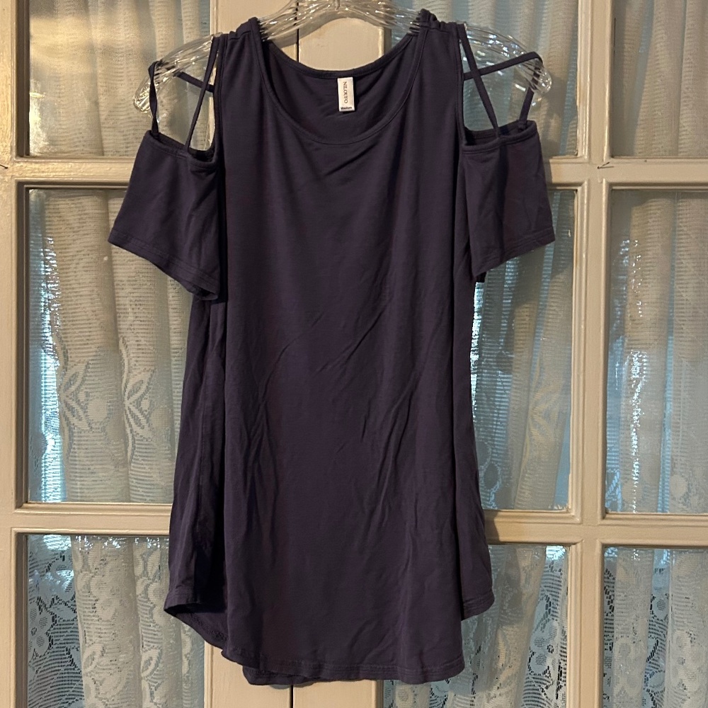 😉Bundle Days😉Niloufo Womens Cold Shoulder Purple Lavender Swoop Neck Tunic